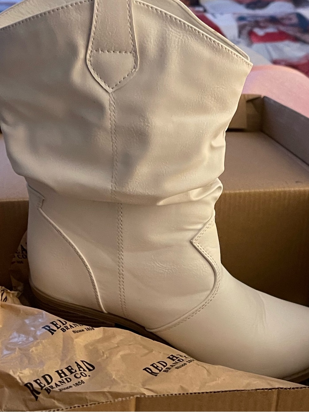 Size 7 Redhead Brand Cream Western Boot for Women